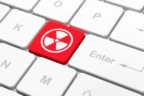 Science concept: Radiation on computer keyboard background Stock Illustration