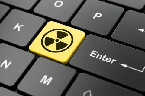 Science concept: Radiation on computer keyboard background Illustrazione stock