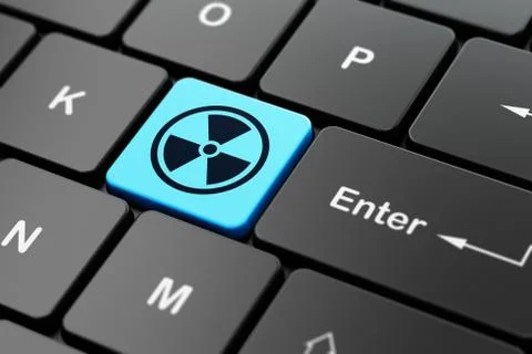 Science concept: Radiation on computer keyboard background Illustrazione stock