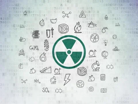 Science concept: Radiation on Digital Data Paper background Illustrazione stock