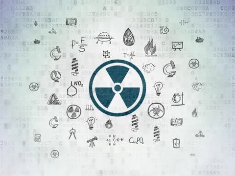 Science concept: Radiation on Digital Data Paper background イラスト素材