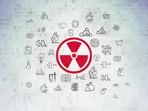 Science concept: Radiation on Digital Data Paper background Illustrazione stock