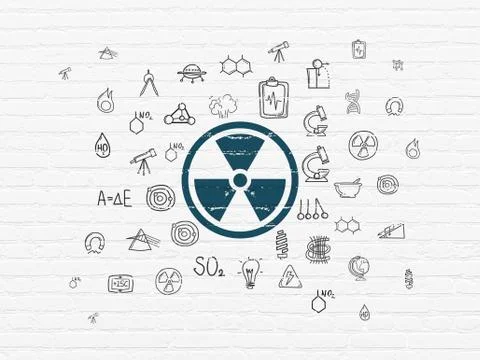 Science concept: Radiation on wall background Ilustración de archivo