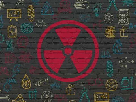 Science concept: Radiation on wall background Ilustración de archivo