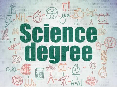 Science concept: Science Degree on Digital Data Paper background Illustrazione stock