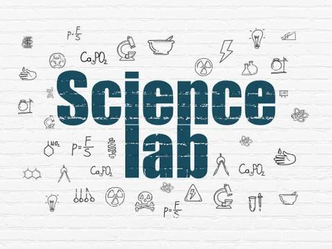 Science concept: Science Lab on wall background Illustrazione stock