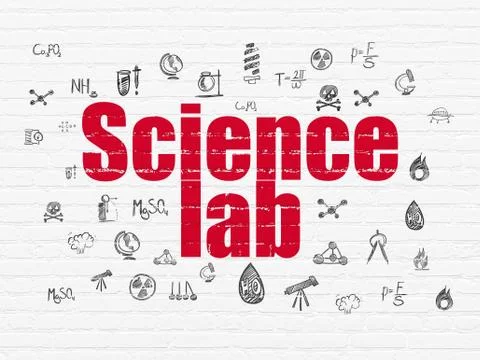 Science concept: Science Lab on wall background 스톡 일러스트