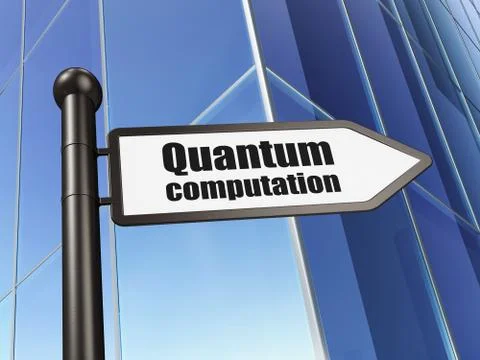 Science concept: sign Quantum Computation on Building background Stock Illustration