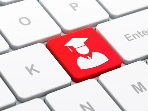 Science concept: Student on computer keyboard background イラスト素材