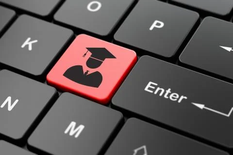 Science concept: Student on computer keyboard background Stock Illustration