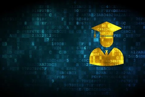 Science concept: Student on digital background Stock Illustration