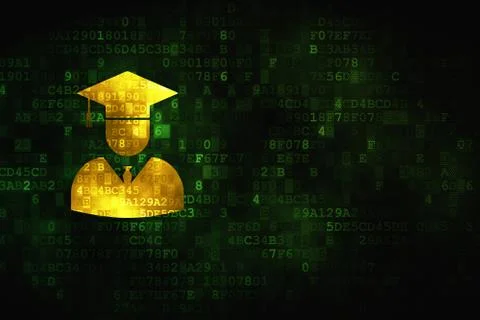 Science concept: Student on digital background Stock Illustration
