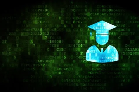 Science concept: Student on digital background Stock Illustration