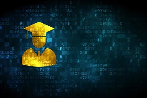 Science concept: Student on digital background Stock Illustration