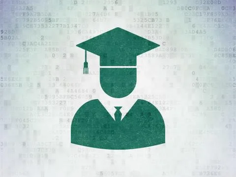 Science concept: Student on Digital Data Paper background 스톡 일러스트