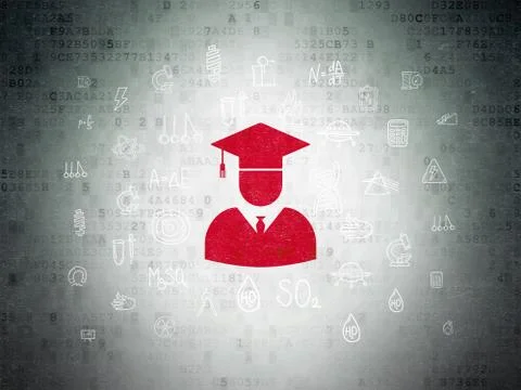 Science concept: Student on Digital Data Paper background Stock Illustration