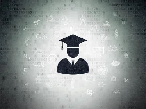 Science concept: Student on Digital Data Paper background イラスト素材