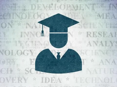 Science concept: Student on Digital Data Paper background イラスト素材