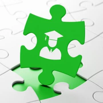 Science concept: Student on puzzle background Stock Illustration