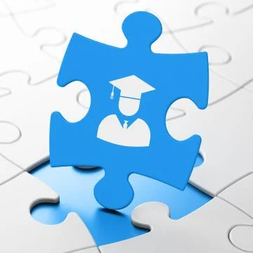 Science concept: Student on puzzle background Illustrazione stock