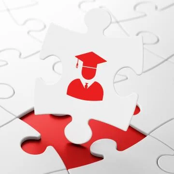 Science concept: Student on puzzle background Stock Illustration