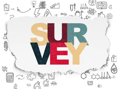 Science concept: Survey on Torn Paper background Stock Illustration