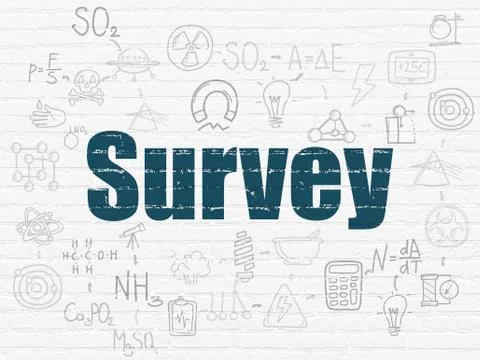 Science concept: Survey on wall background Ilustración de archivo