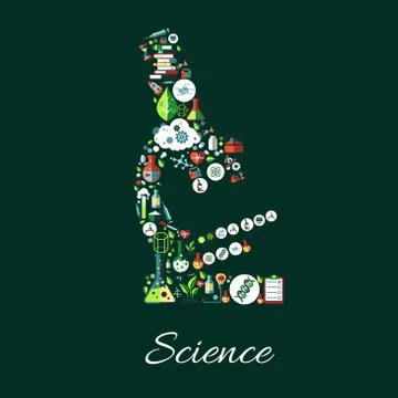 Science concept symbol in shape of microscope 스톡 일러스트