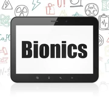 Science concept: Tablet Computer with Bionics on display イラスト素材