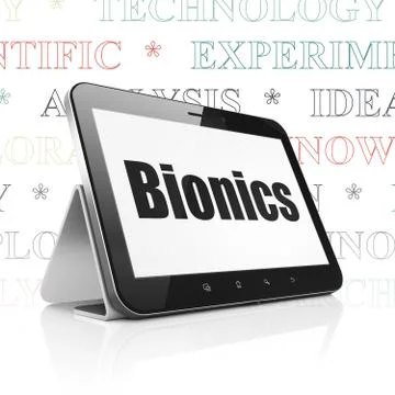 Science concept: Tablet Computer with Bionics on display 스톡 일러스트