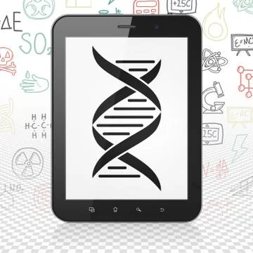 Science concept: Tablet Computer with DNA on display Stock Illustration