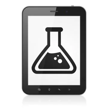 Science concept: Tablet Computer with Flask on display Stock Illustration