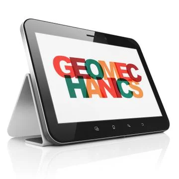 Science concept: Tablet Computer with Geomechanics on  display Stock Illustration