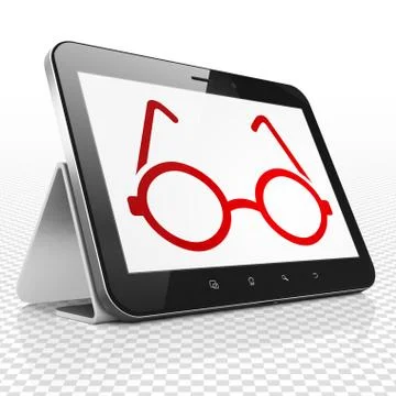 Science concept: Tablet Computer with Glasses on display Illustrazione stock