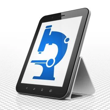 Science concept: Tablet Computer with Microscope on display イラスト素材