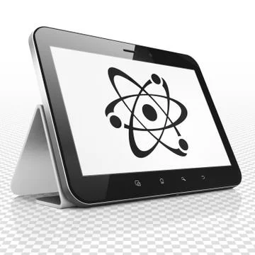 Science concept: Tablet Computer with Molecule on display Stock Illustration