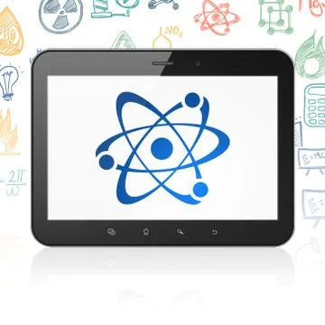 Science concept: Tablet Computer with Molecule on display 库存插图