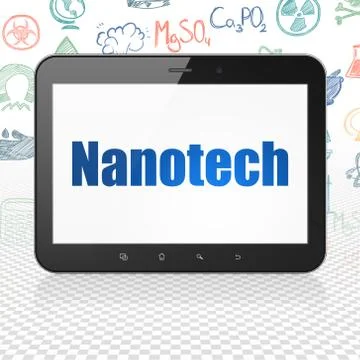 Science concept: Tablet Computer with Nanotech on display 库存插图