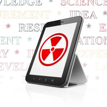 Science concept: Tablet Computer with Radiation on display Stock Illustration