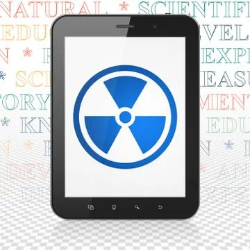 Science concept: Tablet Computer with Radiation on display イラスト素材