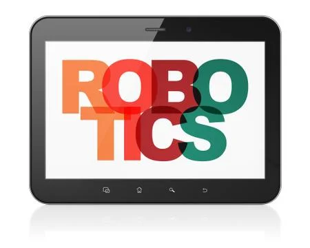 Science concept: Tablet Computer with Robotics on  display Stock Illustration