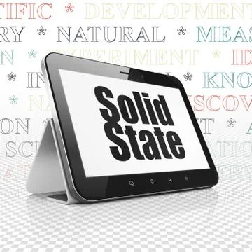 Science concept: Tablet Computer with Solid State on display Stock Illustration