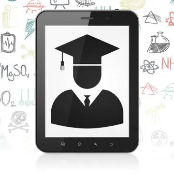 Science concept: Tablet Computer with Student on display Stock Illustration