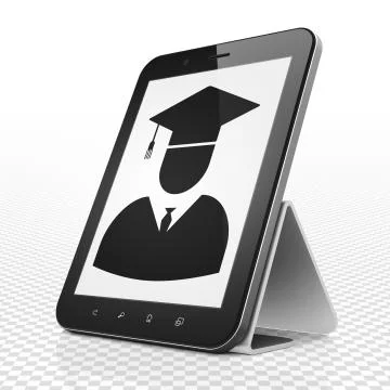 Science concept: Tablet Computer with Student on display Stock Illustration
