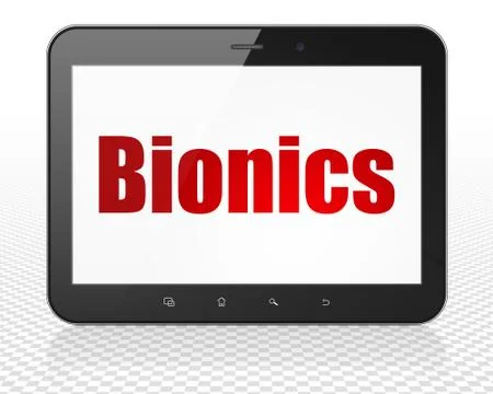 Science concept: Tablet Pc Computer with Bionics on display イラスト素材