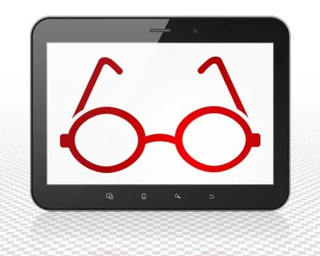 Science concept: Tablet Pc Computer with Glasses on display Illustrazione stock
