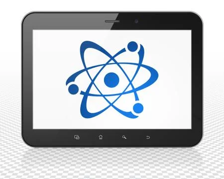 Science concept: Tablet Pc Computer with Molecule on display Stock Illustration