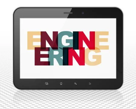 Science concept: Tablet Pc Computer with Engineering on  displa 스톡 일러스트
