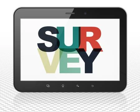 Science concept: Tablet Pc Computer with Survey on  display 스톡 일러스트