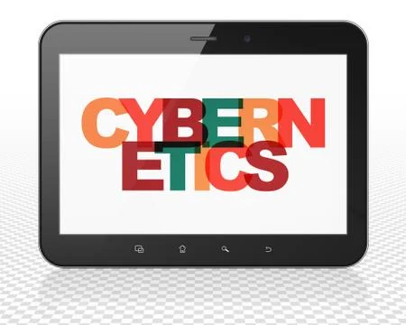 Science concept: Tablet Pc Computer with Cybernetics on  display 库存插图